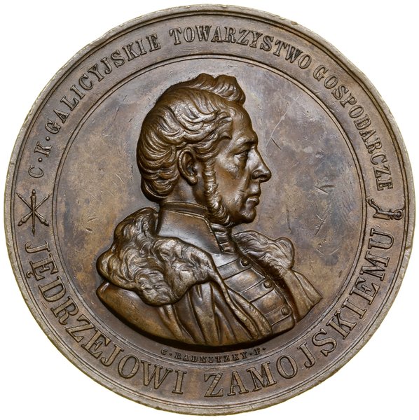 Medal wybity dla upamiętnienia Andrzeja Zamojskiego, 1850, projektował Juliusz Kossak, stemple rytował Carl Radnitzky