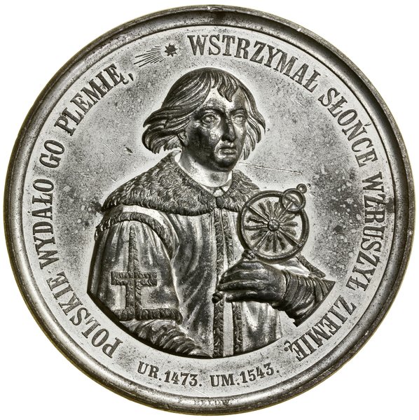 Medal na pamiątkę 400. rocznicy urodzin Mikołaja Kopernika, 1873, projektował Fryderyk Wilhelm Below, Poznań (?)