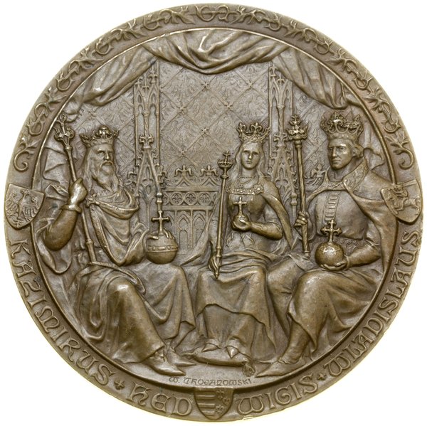 Medal na pamiątkę 500-lecia Uniwersytetu Jagiellońskiego, 1900, Paryż, projektował Wincenty Trojanowski