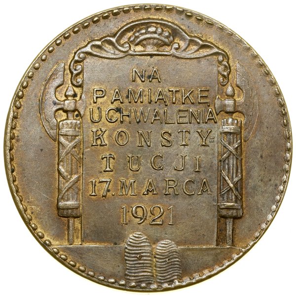 Medal na pamiątkę uchwalenia Konstytucji Marcowej, 1921, projektował Jan Raszka, Warszawa