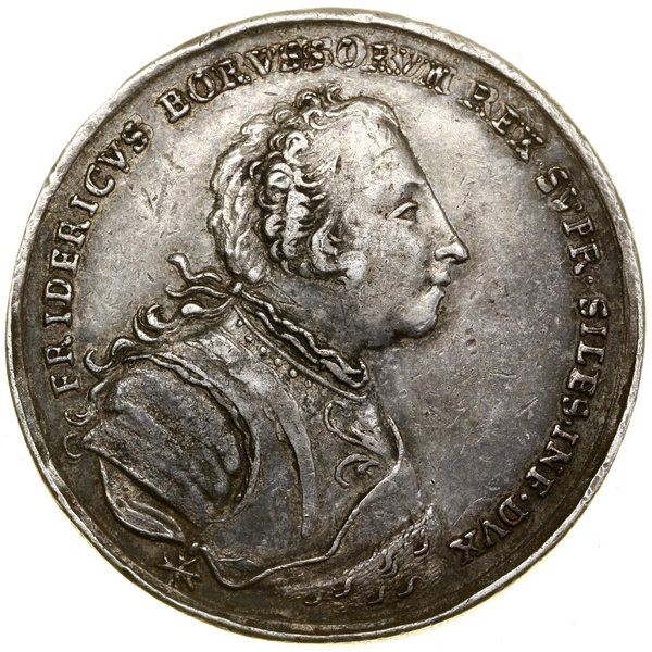 Medal na pamiątkę hołdu Stanów Śląskich złożonego Fryderykowi II, 1741, projektował i wykonał Georg Wilhelm Kittel