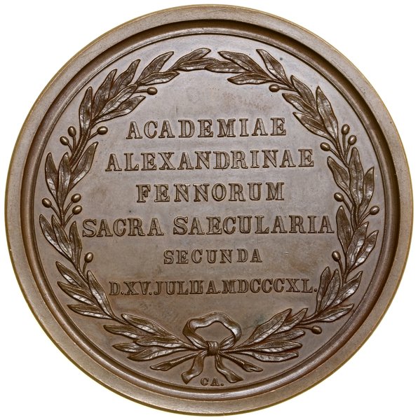 Medal na pamiątkę 200. rocznicy powstania Uniwersytetu Aleksandra w Helsinkach, 1840