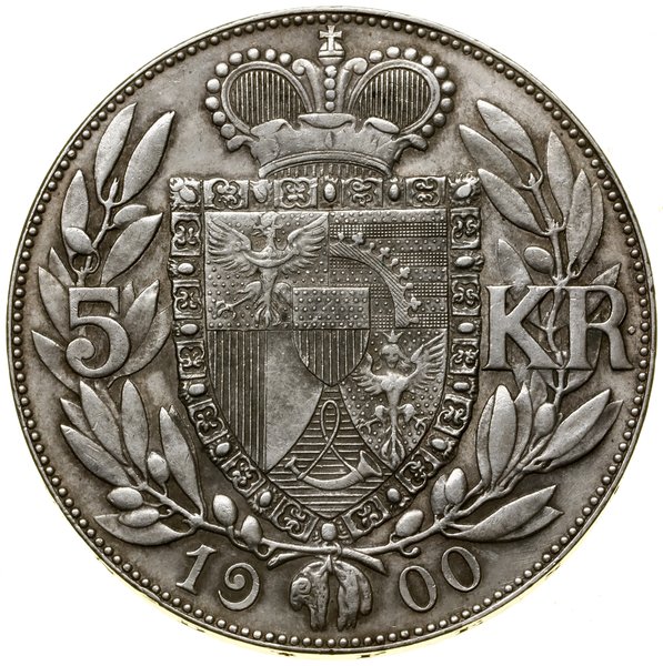 5 koron, 1900, Berno; KM Y 4; srebro, 23.91 g; r