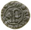 Halerz, (1381–1407), Opawa; Aw: Kapitalna litera P, po lewej pozioma lilia, + MONETA DVCIS O; Rw: ..