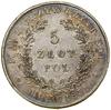 5 złotych, 1831 KG, Warszawa; na rewersie ułamek 211/625 z kreską ułamkową w stopie menniczej; Aw:..