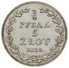 3/4 rubla = 5 złotych, 1839 MW, Warszawa; cyfry roku mniejsze, 9 w dacie bez zgrubienia; Bitkin 11..