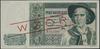 50 złotych, 15.08.1939; seria A, numeracja 012345, czerwony nadruk WZÓR po obu stronach banknotu; ..