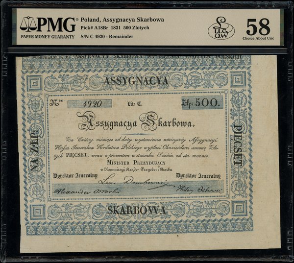 Asygnacja Skarbowa na 500 złotych, 1831