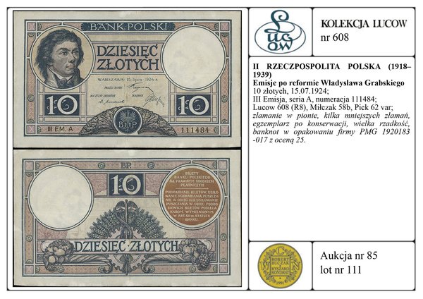 10 złotych, 15.07.1924