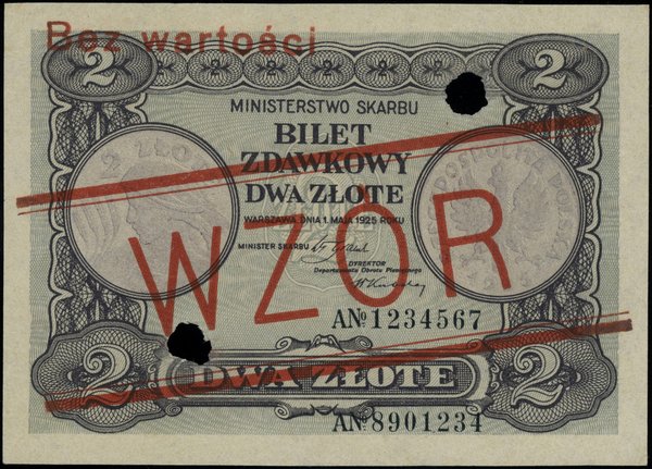 Bilet zdawkowy – 2 złote, 1.05.1925