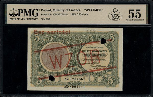 Bilet zdawkowy – 5 złotych, 1.05.1925