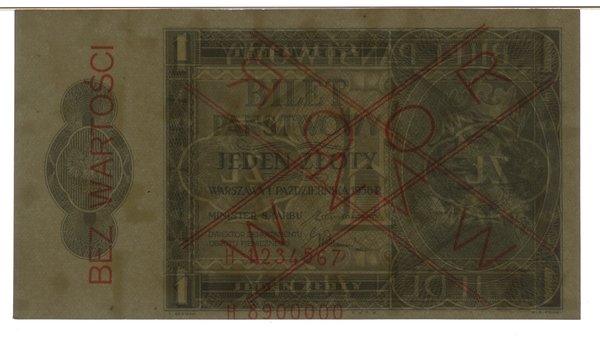 Bilet państwowy – 1 złoty, 1.10.1938