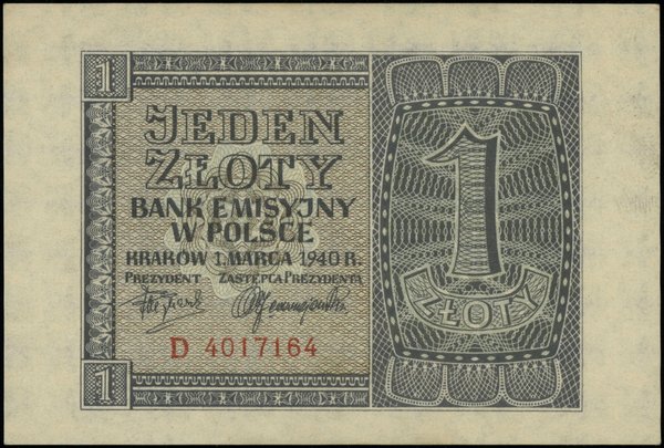 1 złoty, 1.03.1940