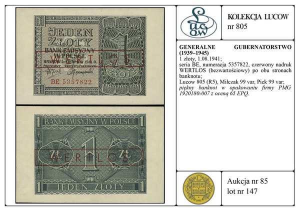 1 złoty, 1.08.1941