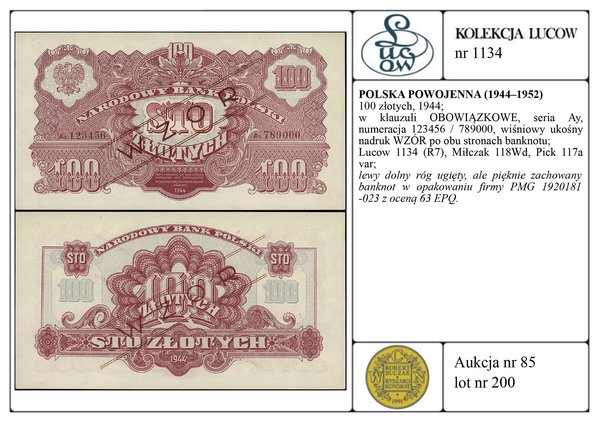 100 złotych, 1944