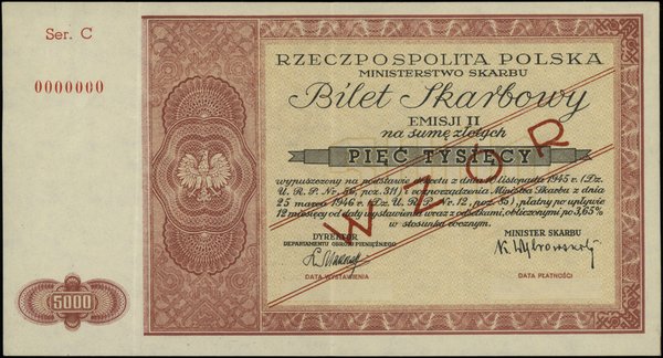 Bilet skarbowy Ministerstwa Skarbu na 5.000 złotych, 1946