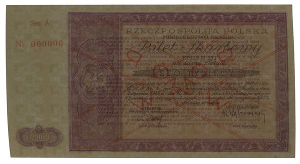 Bilet skarbowy Ministerstwa Skarbu na 100.000 złotych, 1947