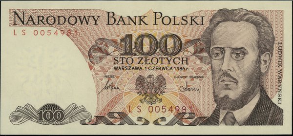 100 złotych, 1.06.1986