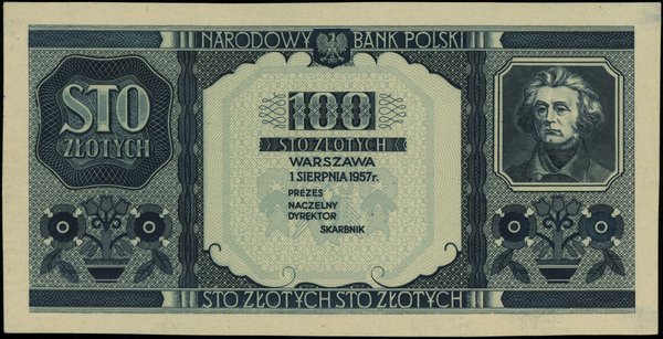 100 złotych, 1.08.1957