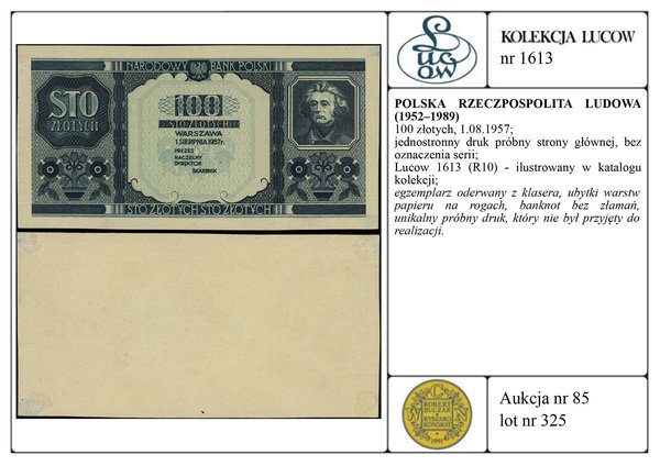 100 złotych, 1.08.1957