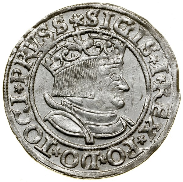 Grosz, 1534, Toruń; popiersie króla z długimi wł