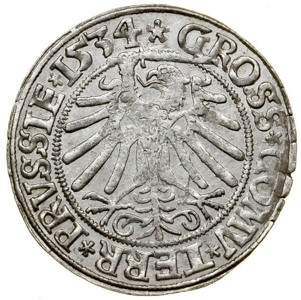 Grosz, 1534, Toruń; popiersie króla z długimi wł