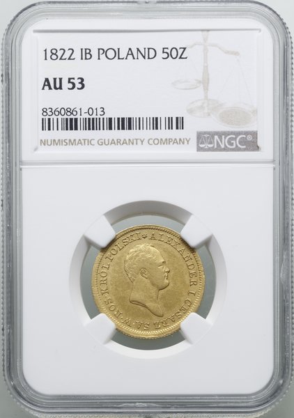 50 złotych, 1822 IB, Warszawa; Aw: Głowa cara w 
