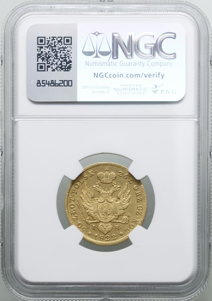 50 złotych, 1822 IB, Warszawa; Aw: Głowa cara w 