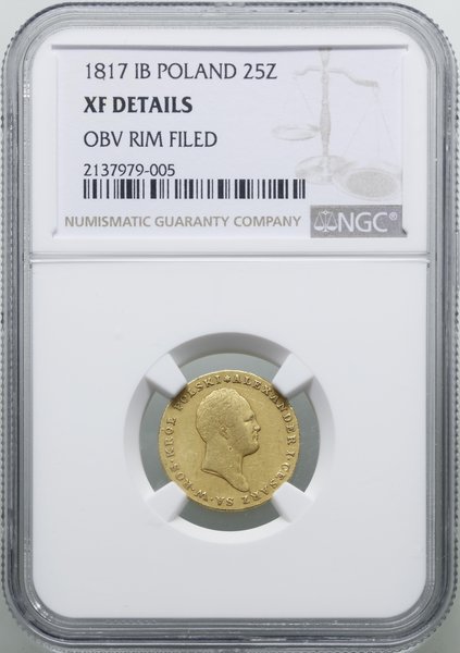 25 złotych, 1817 IB, Warszawa; Aw: Głowa cara w 