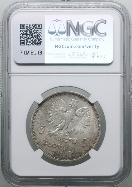 5 złotych, 1930, Warszawa; Sztandar – 100-lecie 