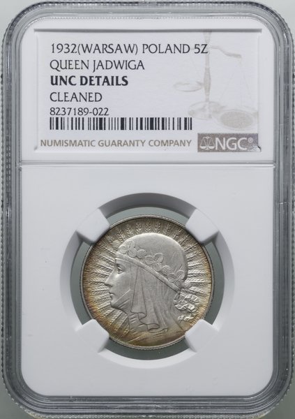 5 złotych, 1932, Warszawa; Głowa kobiety w czepc