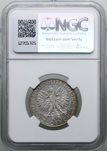 5 złotych, 1932, Warszawa; Głowa kobiety w czepc