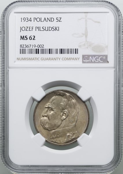 5 złotych, 1934, Warszawa; Józef Piłsudski; Kop.