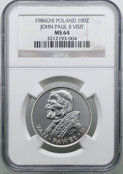 100 złotych, 1986, Szwajcaria; Jan Paweł II; Par