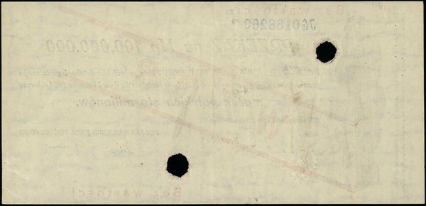 Przekaz na 100.000.000 marek polskich, 20.11.1923