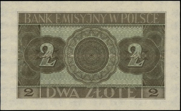 2 złote, 1.03.1940; seria B, numeracja 0000000, 