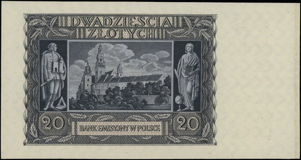 20 złotych, 1.03.1940; seria AB, numeracja 00000