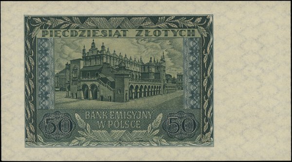 50 złotych, 1.03.1940; seria A, numeracja 000000