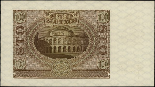 100 złotych, 1.03.1940; seria A, numeracja 00000