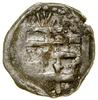 Denar koronny, (1386–1389), Wschowa; Aw: Orzeł heraldyczny z głową lewo; Rw: Tarcza jagiellońska, ..