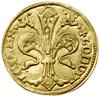Floren, (1342–1353), Buda (?), mincerz Lóránd; Aw: Lilia, + LODOV - ICI REX; Rw: Postać św. Jana n..