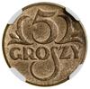 5 groszy, 1934, Warszawa; Kop. 2827 (R4), Parchimowicz 103f; piękna moneta w pudełku NGC 8360863-0..