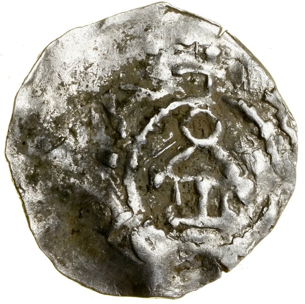 Denar, Aw: Krzyż, na końcach ramion naprzemiennie belka i pierścień