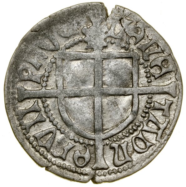 Szeląg z kwiatem nad tarczą zakonną, Malbork