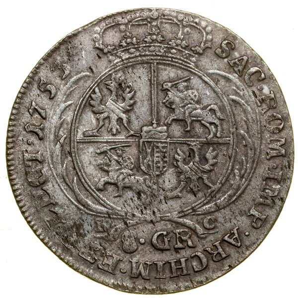 Dwuzłotówka (8 groszy), 1753, Lipsk