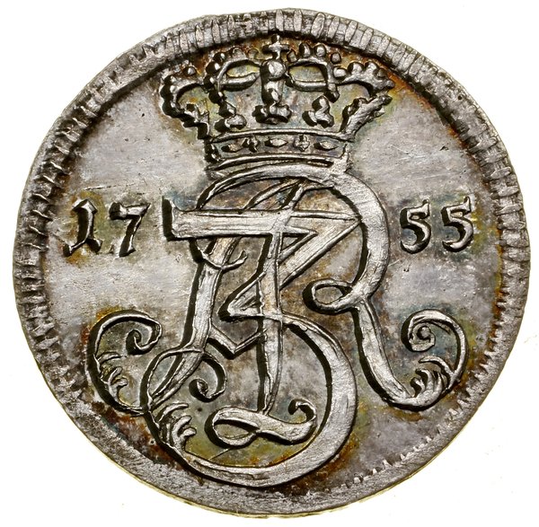 Trojak z czystego srebra, 1755, Gdańsk