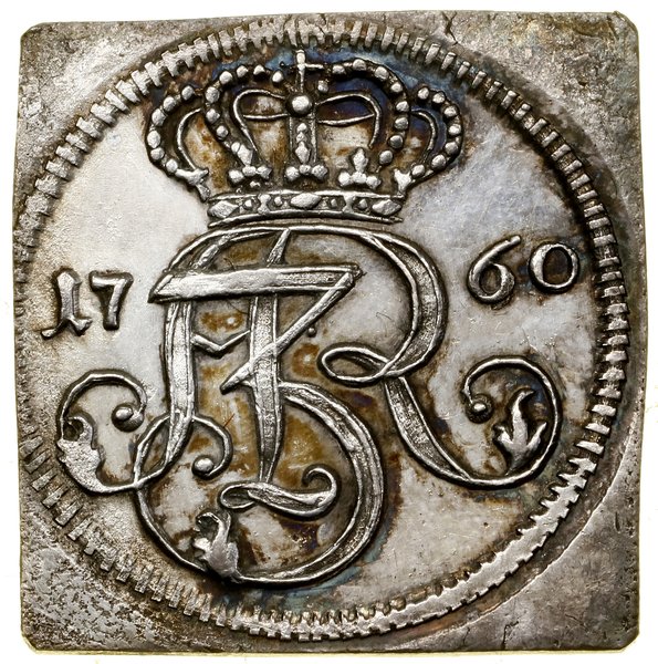 Klipa trojaka z czystego srebra, 1760, Gdańsk