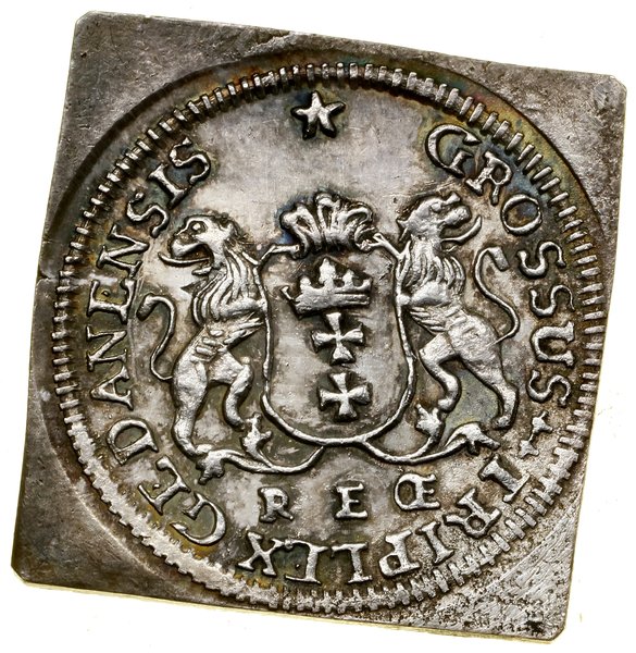 Klipa trojaka z czystego srebra, 1760, Gdańsk