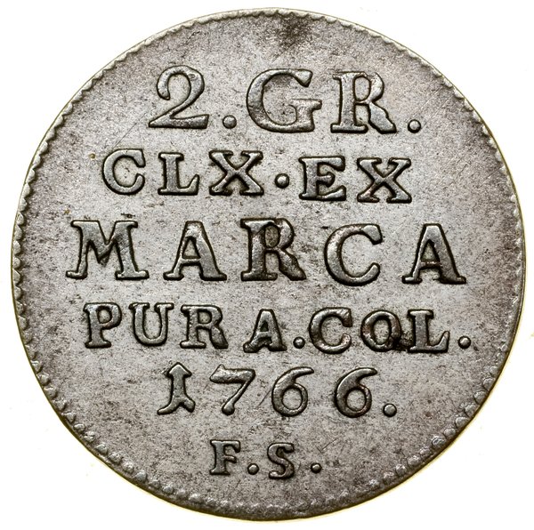 Półzłotek (2 grosze srebrne), 1766 FS, Warszawa