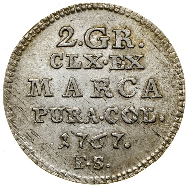 Półzłotek (2 grosze srebrne), 1767 FS, Warszawa